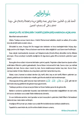 Arapça Fiil ve İsimlerin Çekimleri - Tasriful Efal Büyük Boy